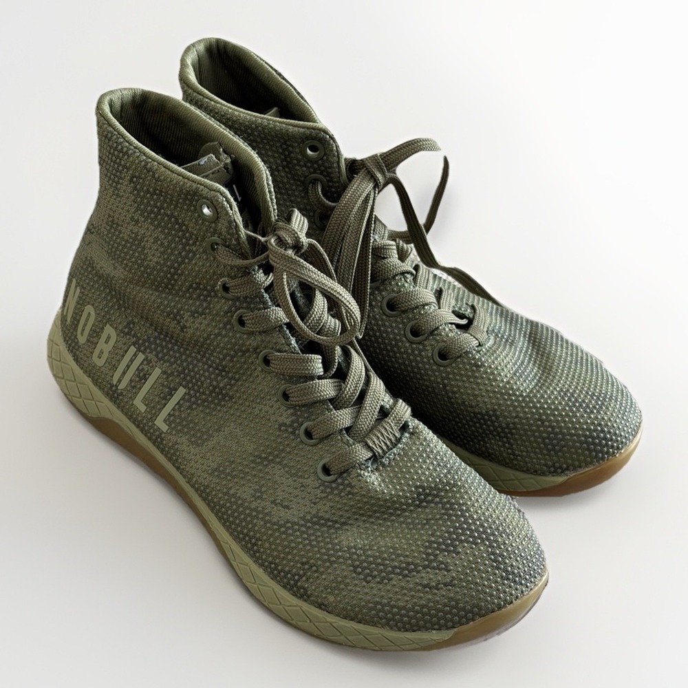 NOBULL High Top CrossFit Trainer Shoes Olive Green Gum Sole Women's 7.5